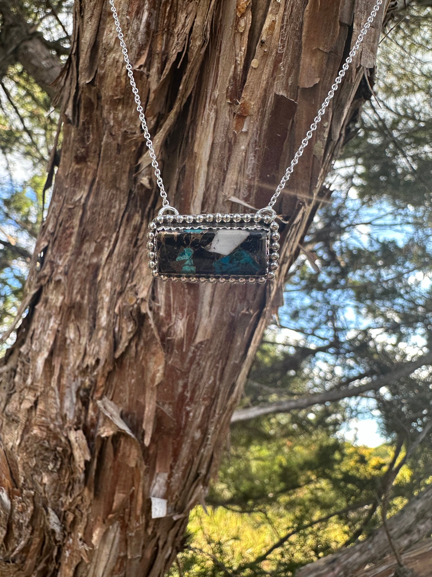 White buffalo and turquoise bar