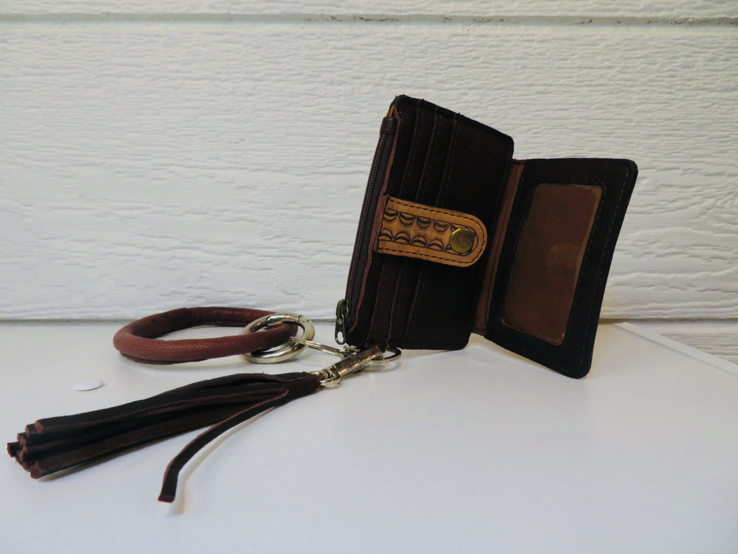 Tooled leather bangle