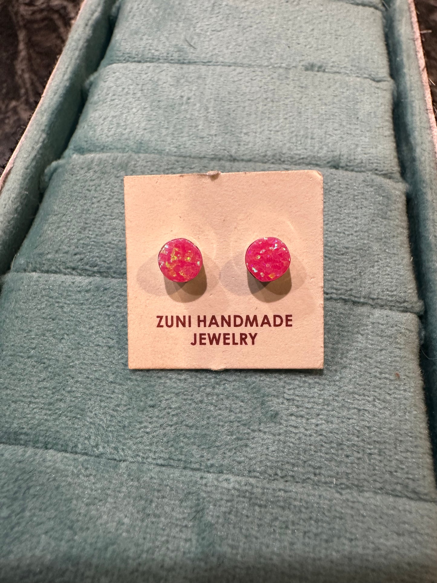 Pink opal studs