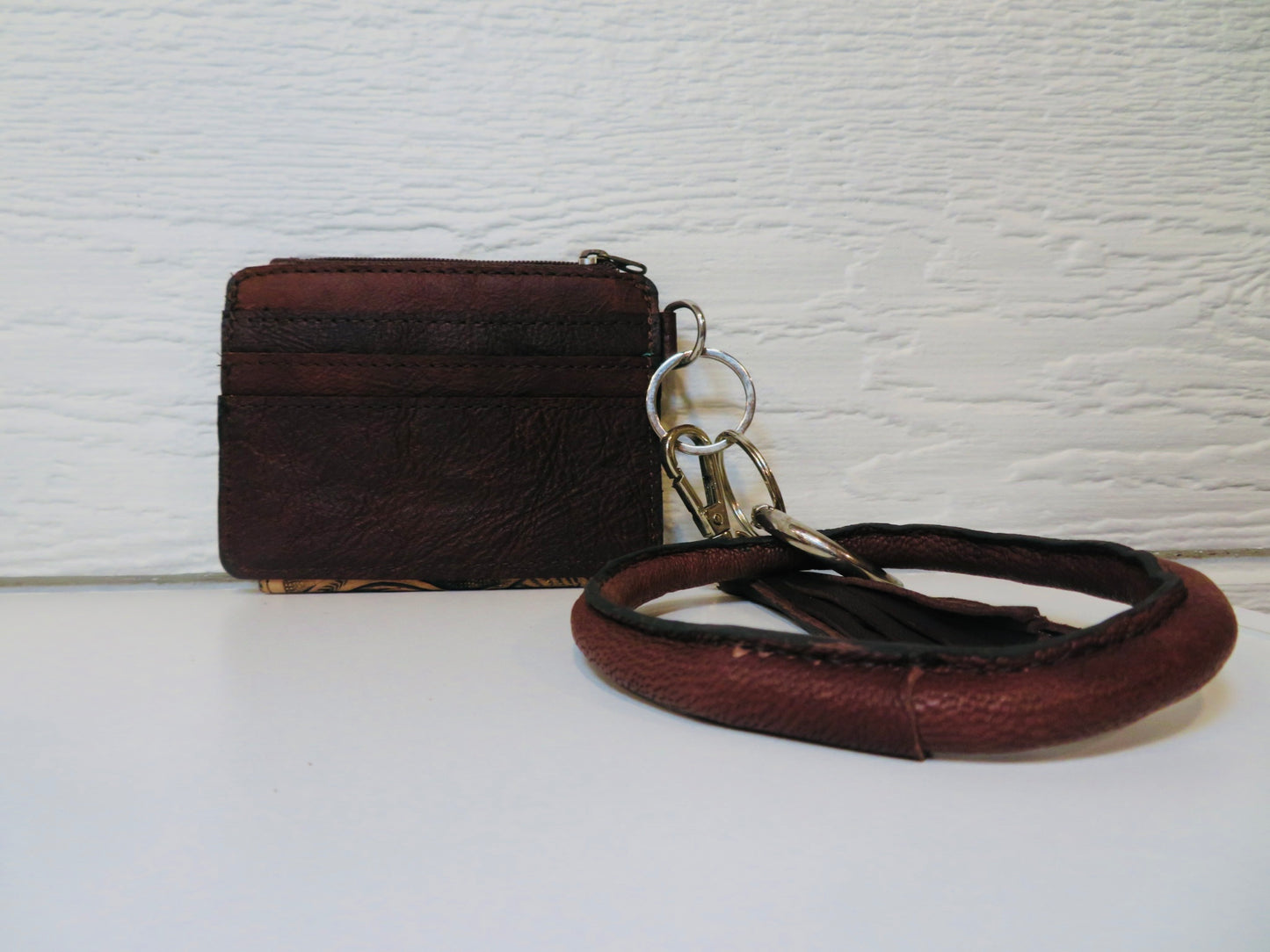 Tooled leather bangle