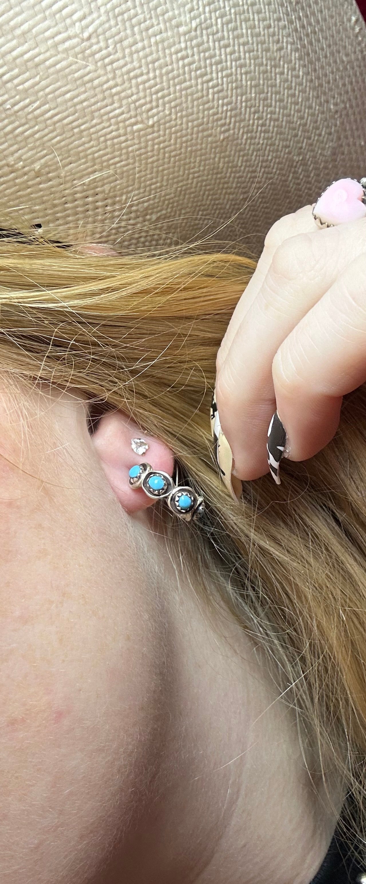 Sterling silver hoop with turquoise