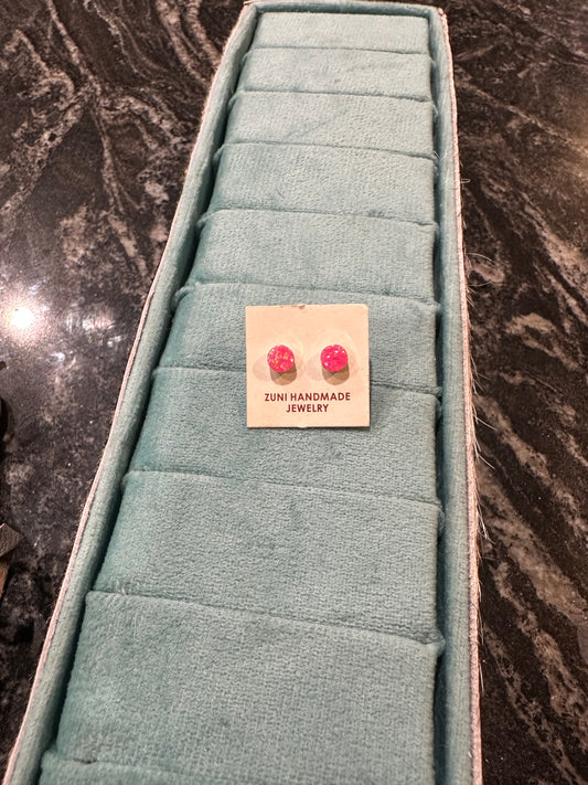 Pink opal studs