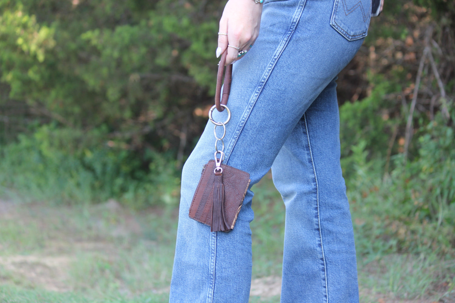 Tooled leather bangle