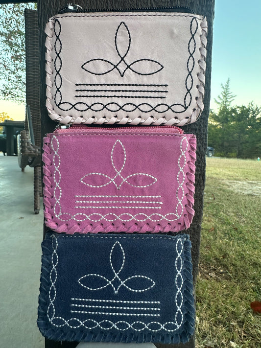 Boot stitch coin purse