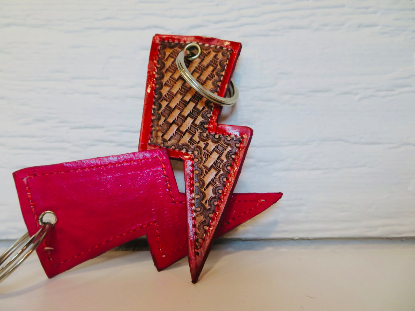 Tooled leather lightning bolt