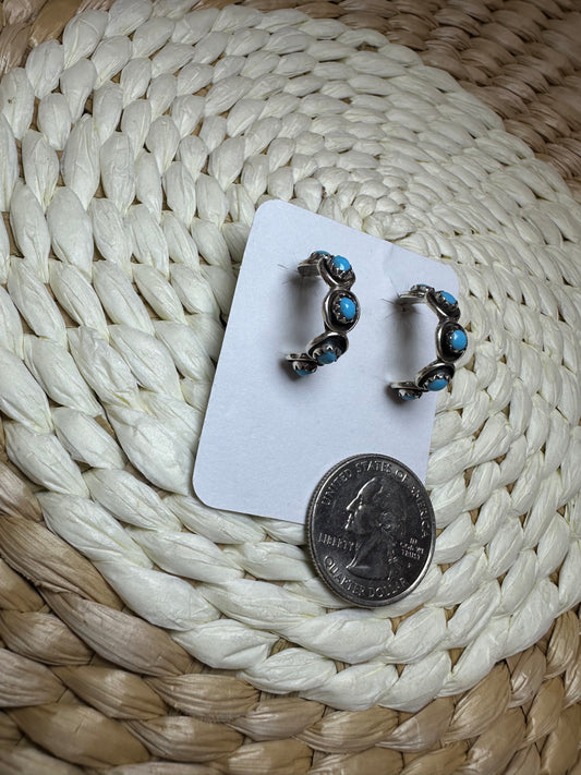 Sterling silver hoop with turquoise