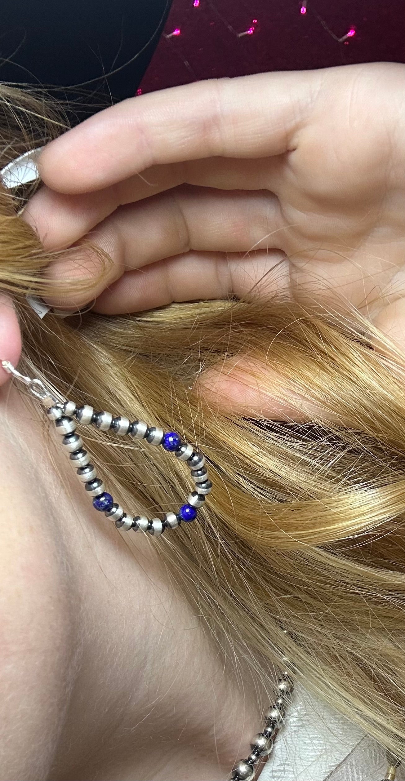 Pearly lapis teardrop