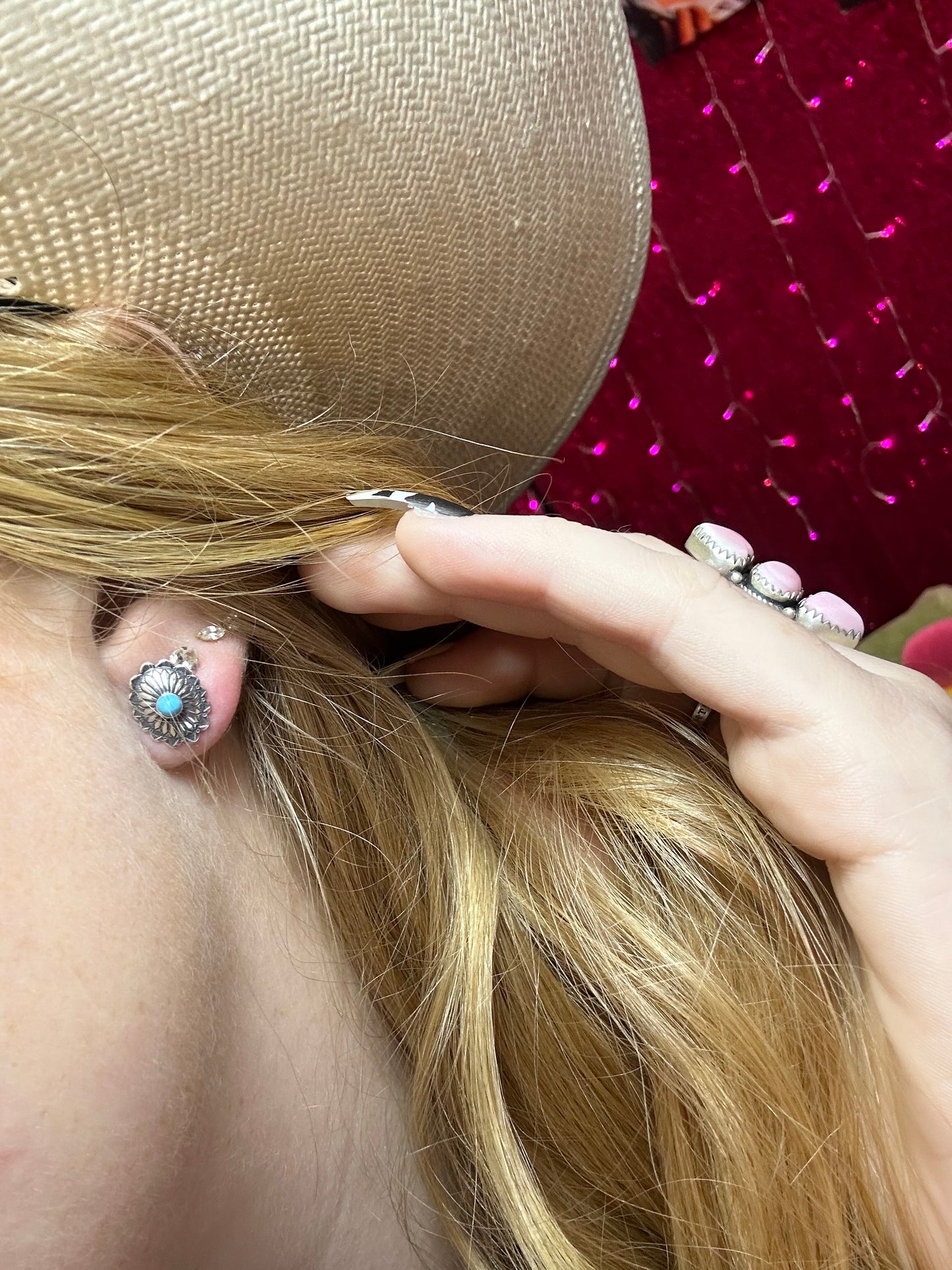 Concho stud with turquoise